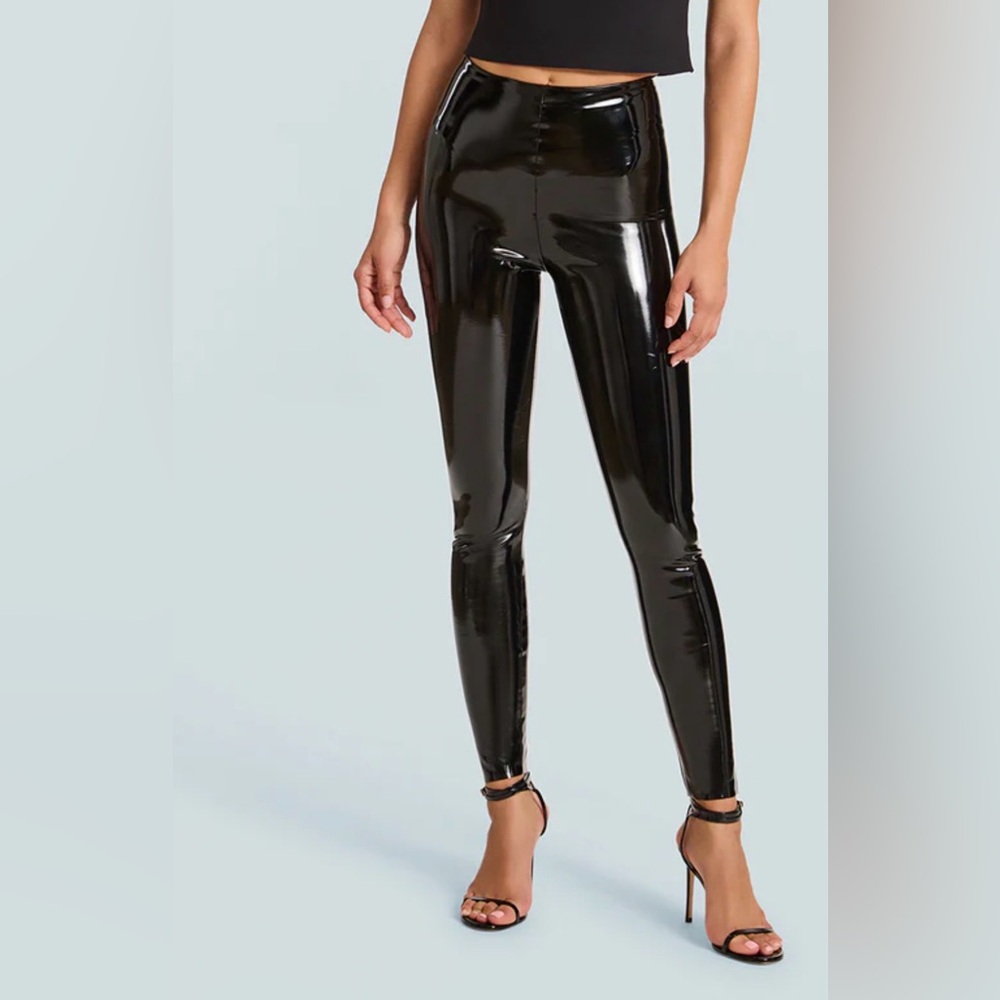 Commando Women's Black Patent faux vegan Leather shiny leggings  Pants NWT